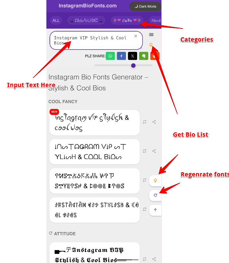 Instagram Bio Fonts How to use